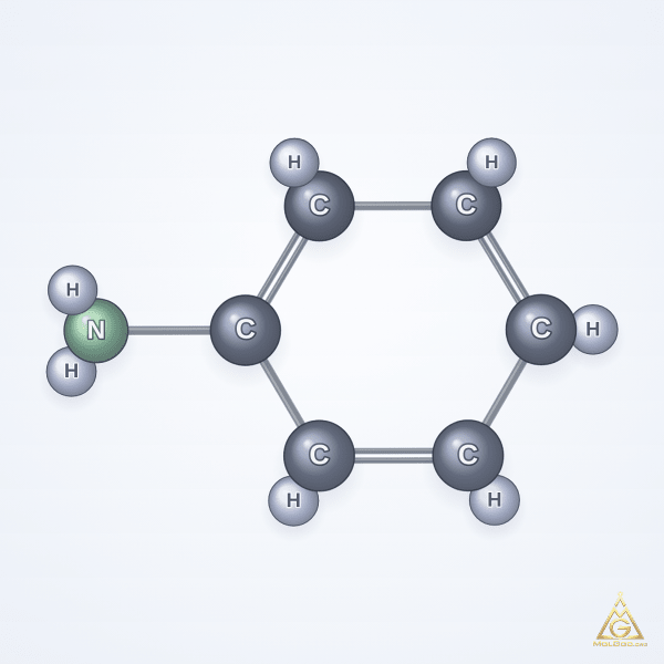 Aniline (CAS 62-53-3) – ball-and-stick 3D model, MolGod Viewer