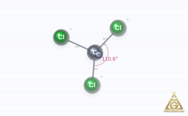 Chloroform (CAS 67-66-3) – ball-and-stick 3D model, MolGod Viewer