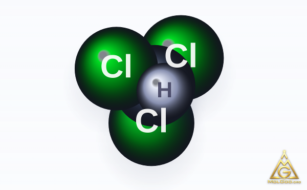 Chloroform (CAS 67-66-3) – space-filling 3D model, MolGod Viewer