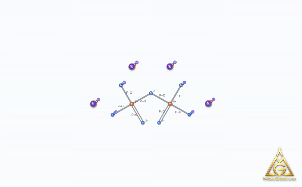 Potassium pyrophosphate (CAS 7320-34-5) – skeletal 3D model, MolGod Viewer