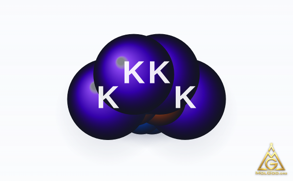 Potassium pyrophosphate (CAS 7320-34-5) – space-filling 3D model, MolGod Viewer