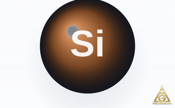 Silicon (CAS 7440-21-3) – space-filling 3D model, MolGod Viewer