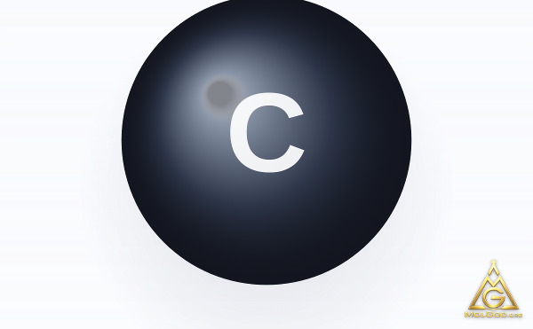 Carbon (CAS 7440-44-0) – space-filling 3D model, MolGod Viewer