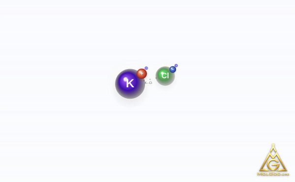 Potassium chloride (CAS 7447-40-7) – skeletal model (flat projection), MolGod Viewer