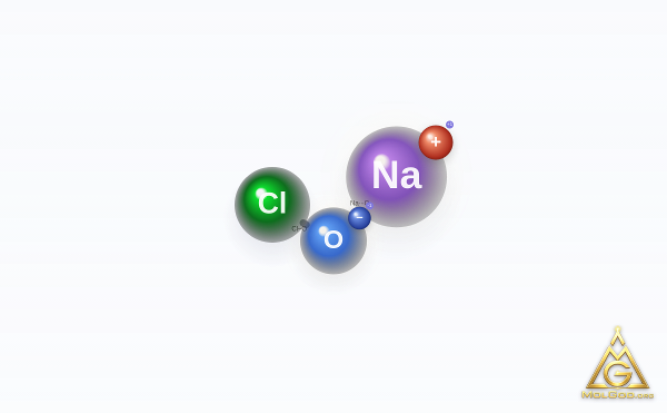 Sodium Hypochlorite (CAS 7681-52-9) – 2D structure, MolGod Viewer