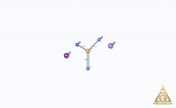 Sodium Sulfite (CAS 7757-83-7) – skeletal 3D model, MolGod Viewer