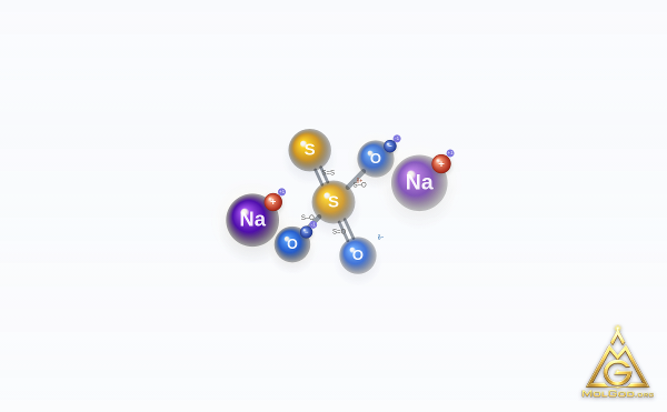 Sodium Thiosulfate (CAS 7772-98-7) – ball-and-stick 3D model, MolGod Viewer