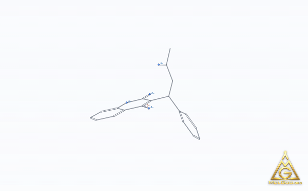 Warfarin (CAS 81-81-2) – skeletal 3D model, MolGod Viewer