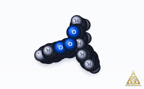 Warfarin (CAS 81-81-2) – space-filling 3D model, MolGod Viewer